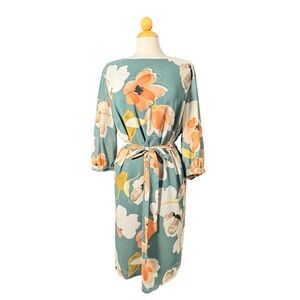 Ava & Viv Floral Midi Dress - Teal and Orange